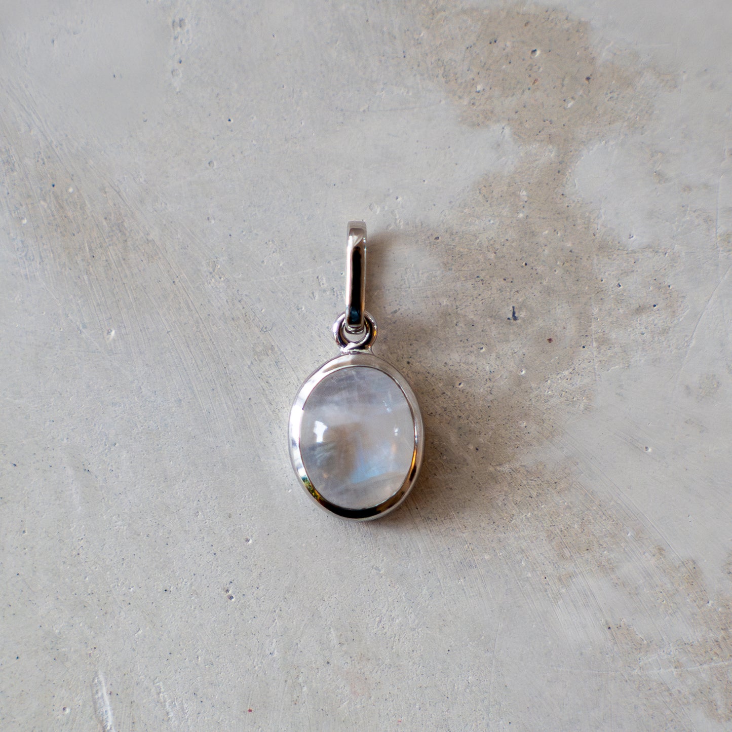 Moonstone Gold Pendant in white gold and designed in Switzerland.