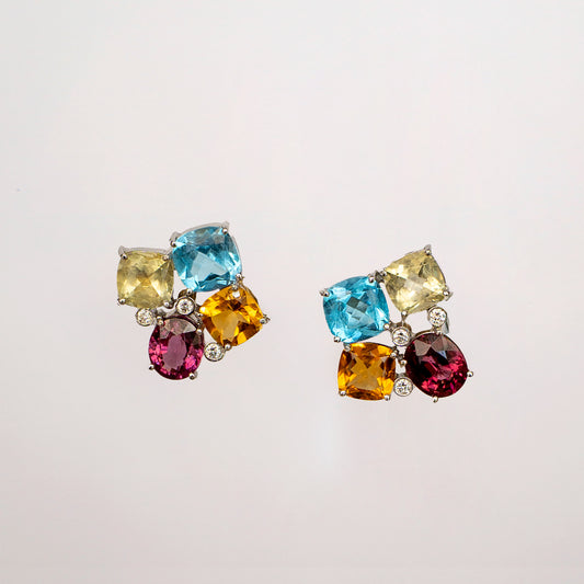 Colorful Stud Earrings Gold - Amilla Jewelry