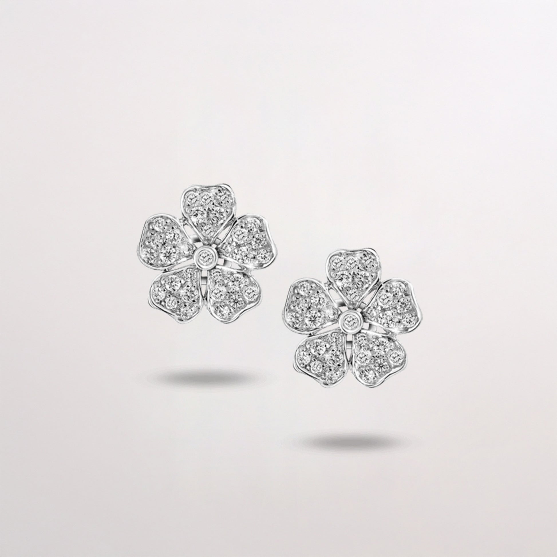 Flower earrings diamond on white background, flower-shaped