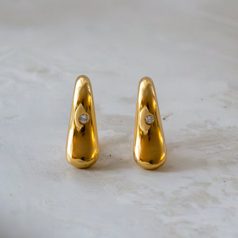 Gold Drop Earrings with Diamond - Amilla Jewelry
