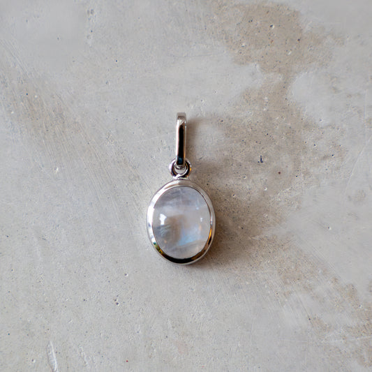 Moonstone Gold Pendant in white gold and designed in Switzerland.