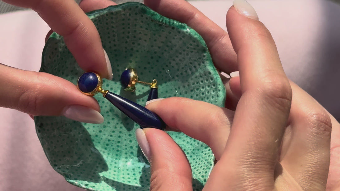 Lapis Lazuli Earrings Gold – AMILLA Jewelry